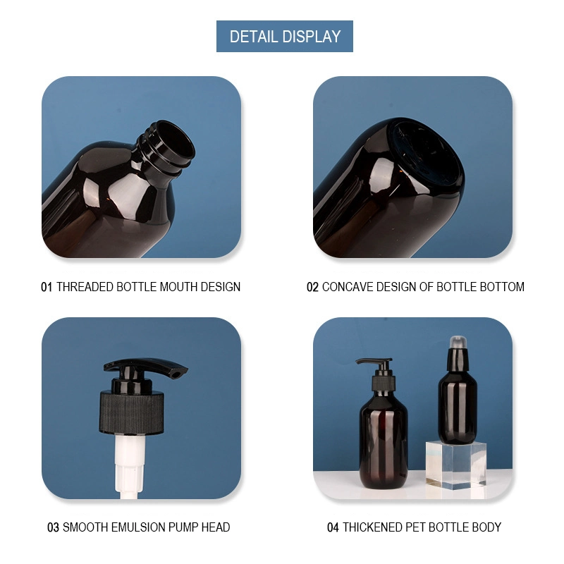 Wholesale White Black Amber 60ml 100ml 160ml 200ml 300ml Clear Plastic PE Bottle with Lotion Pump